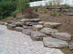 Pennsylvania Fieldstone Boulder accents in hillside