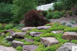 Pennsylvania Fieldstone Boulder accents in hillside